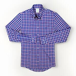 Brooks Brothers Shirt Mens XS Milano Slim Fit Plaid Non Iron Stretch Button Down